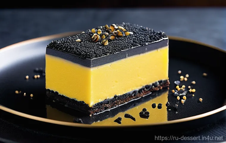 디저트 트렌드 - **Prompt: A collection of three perfectly geometric mousse cakes with flawless, highly reflective mi...