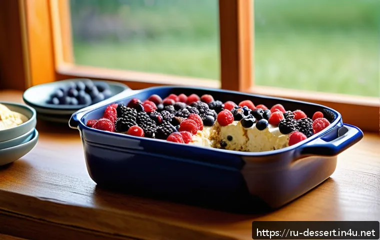 저칼로리 디저트 - A cozy kitchen scene featuring a rustic wooden table with a freshly baked low-sugar cottage cheese c...