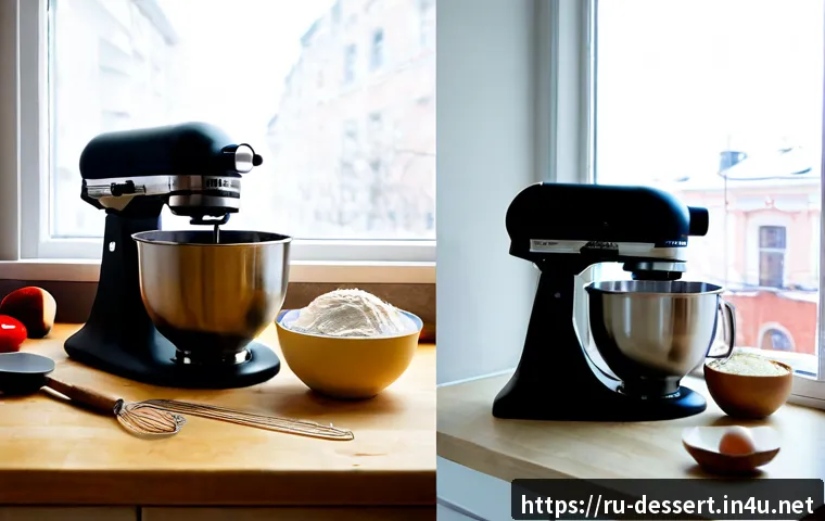 홈베이킹 아이템 비교 - Photorealistic overhead comparison scene of essential home baking tools on a clean light wood kitche...